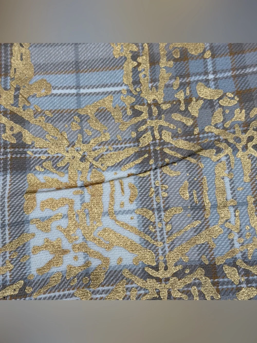 Christmas Threshold Cloth Grey & Gold Snowflake Plaid 6 Place Mats